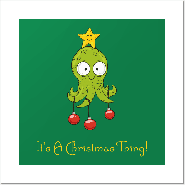 Christmas Octopus Wall Art by Design Seventytwo